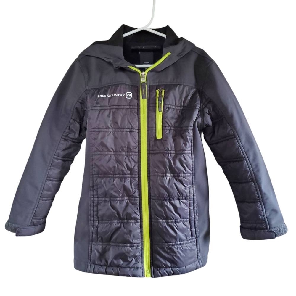 Free Country Black With Green Accents Kids Puffer Jacket with Hood